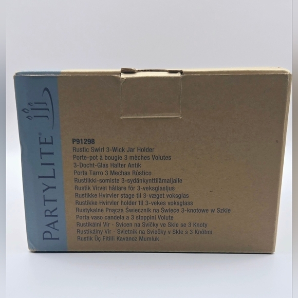 PartyLite Brown Metal Rustic Swirl 3 Wick Jar Candle Holder Retired 2013 - Picture 8 of 9